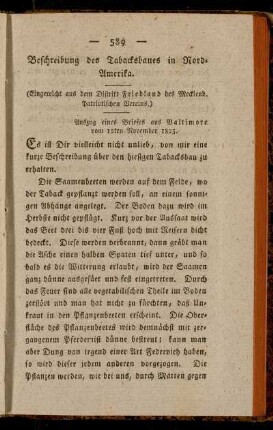 Beschreibung des Tabackbaues in Nord-Amerika