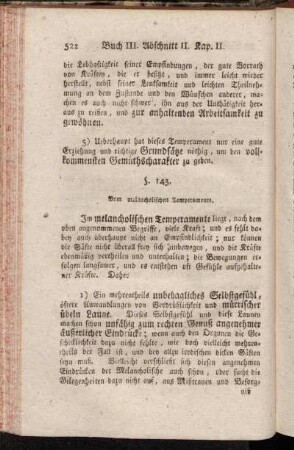 §. 143. Vom melancholischen Temperamente. - §. 148. Einflüsse der Diät auf das Temperament und die Neigungen.