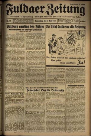 Ausgabe vom Donnerstag, den 07. April 1938.