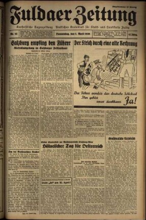 Ausgabe vom Donnerstag, den 07. April 1938.