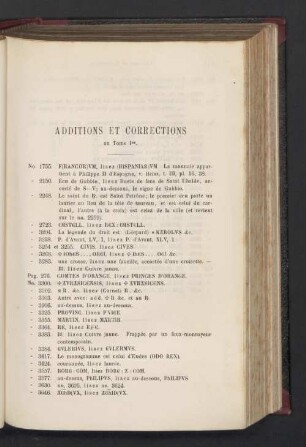 Additions et corrections au Tome Ier
