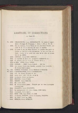 Additions et corrections au Tome Ier
