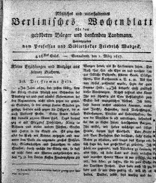 426stes Stueck, Sonnabend, den 1. Maerz 1817