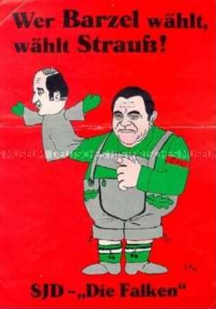 Illustriertes Flugblatt der SJD "Die Falken" zur Bundestagswahl 1972