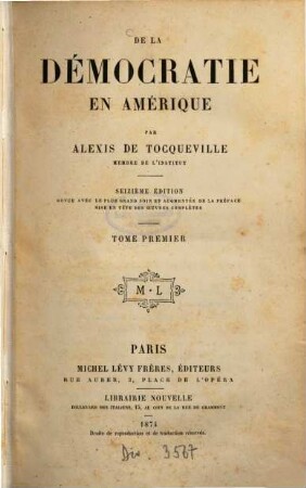 Oeuvres complètes d'Alexis de Tocqueville, publiées par Madame de Tocqueville. 1,1