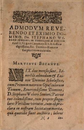 R. P. Martini Becani Societatis Jesu Theologi, Opusculorum Theologicorum, Tomus .... 2