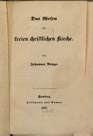Das Wesen der freien christlichen Kirche