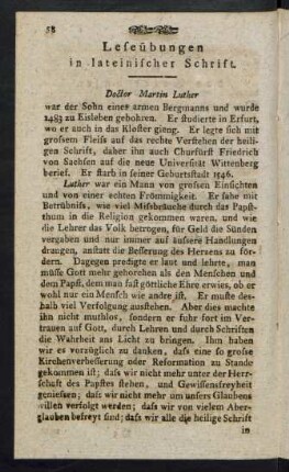 Leseübungen in lateinischer Schrift