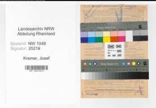 Entnazifizierung Josef Kremer , geb. 30.09.1902 (Bankangestellter)