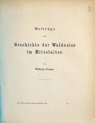 Beiträge zur Geschichte der Waldesier im Mittelalter