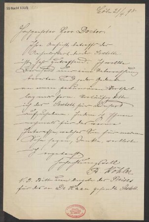 Brief an B. Schott's Söhne : 21.04.1898