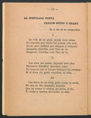 Al inspirado poeta Carlos Guido y Spano