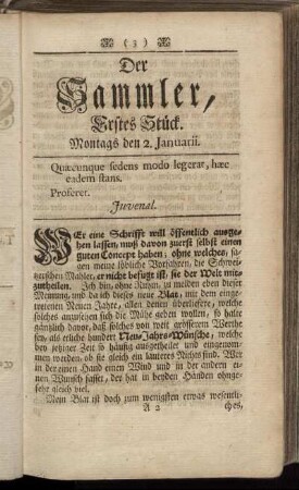 Erstes Stück. Montags den 2. Januarii 1736.
