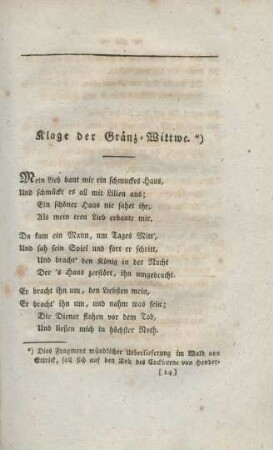 Klage der Gränz-Wittwe