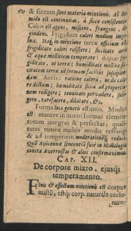 Cap. XII. De corpore mixto, eiusque temperamento.