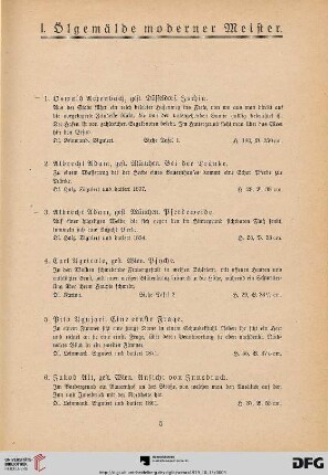 I. Ölgemälde moderner Meister (Nr. 1-127)