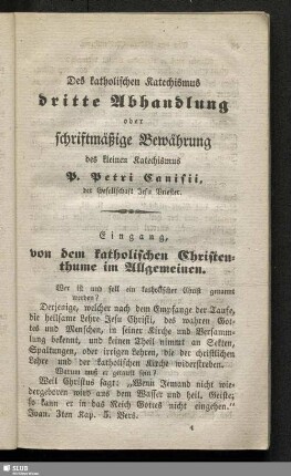 Des katholischen Katechismus dritte Abhandlung oder schriftmäßige Bewährung des kleinen Katechismus