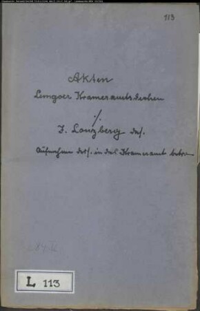 Lemgo, Krameramt gegen Joseph Lenzberg - Aufnahme in das Krameramt