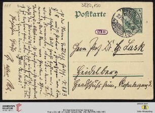 Heid. Hs. 3820,150: Karte von Heinrich Rickert an Emil Lask