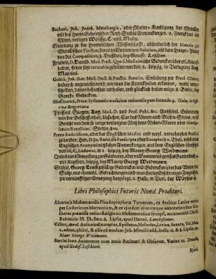 Libri Philosophici Futuris Nund. Prodituri.