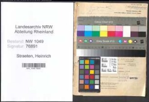 Entnazifizierung Heinrich Straeten , geb. 24.10.1899 (Baecker)