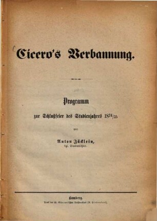 Cicero's Verbannung