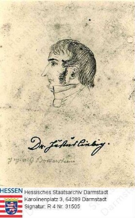 Liebig, Justus Freiherr v., Prof. Dr.med., Dr.phil. (1803-1873) / Porträt, Kopfbild im rechten Profil