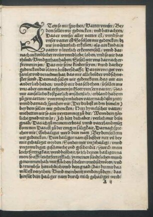 Item so wir sprechen/ Vatter unnser/ Bey dem sollen wir gedencken/ und betrachten/ Das er unnser aller vatter ist ...