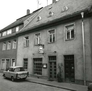 Oederan, Enge Gasse 16. Wohnhaus mit Gaststätte (Pizzeria). Straßenansicht