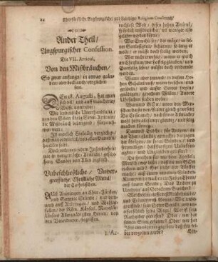 Ander Theil/ Augspurgischer Confession.