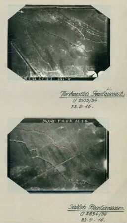2 Fotos der Gelände nordwestlich von Feuillaucourt und südlich von Bouchavesnes (Luftbilder)