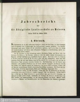 Jahresbericht über die Königliche Landesschule zu Meissen, Julius 1859 bis Julius 1860