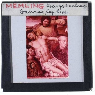 Memling, Diptychon mit der Kreuzabnahme (Granada) : linker Flügel: Kreuzabnahme