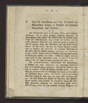 II. Von der Einrichtung und dem Verfahren der Altonaischen Polizey in Rücksicht auf besondere Gegenstände und Vorfälle