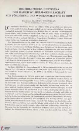 Die Bibliotheca Hertziana der Kaiser Wilhelm-Gesellschaft zur Förderung der Wissenschaften in Rom