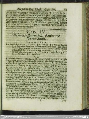 Cap. IV. De Iudicio Provinciali, Land- und Bauren-Gericht