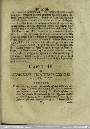 Caput IV. De Effectibus Polypragmosynēs Illaudabilis