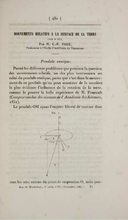 Mouvements relatifs a la surface de la terre.