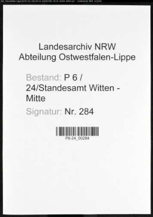 Sterberegister Standesamt Witten-Mitte