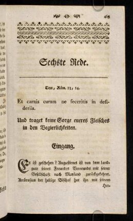 463-496, Sechste Rede