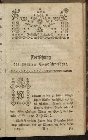 Fortsetzung des zweyten Sendschreibens.