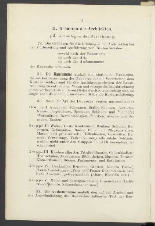 II. Gebühren der Architekten.