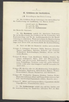 II. Gebühren der Architekten.
