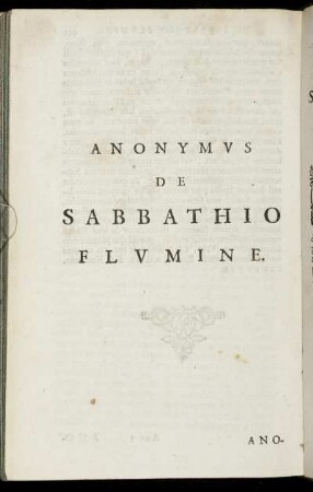 Anonymus De Sabbathio Flumine