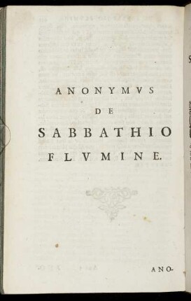 Anonymus De Sabbathio Flumine
