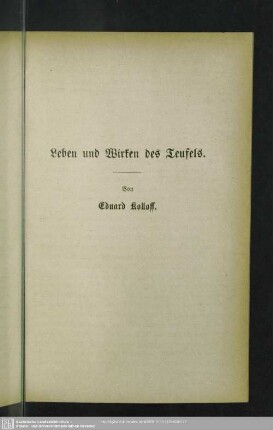 Leben und Wirken des Teufels