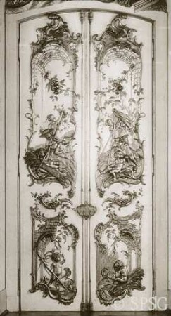 Berlin, Schloss Charlottenburg, Neuer Flügel, Speisesaal (Weißer Saal), R. 362, Tür.
