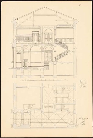 Villa oder herrschaftliches Haus: Schnitt und Grundriss
