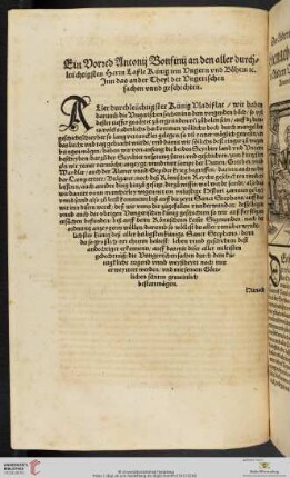 Ein Vorred Antonij Bonfinij an den aller durchleüchtigsten Herrn Laßle Künig inn Vngern vnd Böhem et[c]