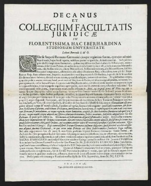 Decanus Et Collegium Facultatis Juridicae...